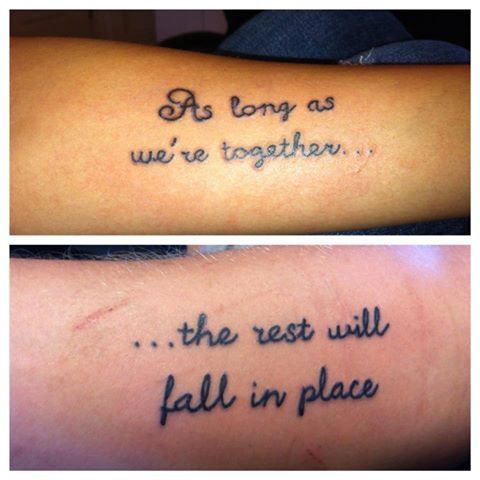 Half Quotes On Each Arm Sleeves Matching Tattoos