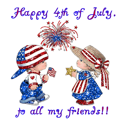 Happy 4th Of July To All My Friends American Kids Glitter