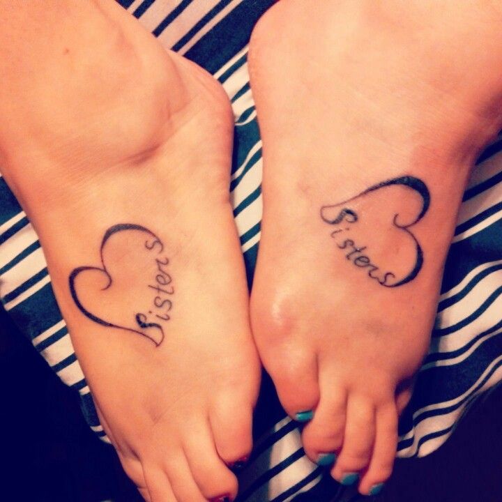 Heart Made With Sisters Matching Tattoos On Foots