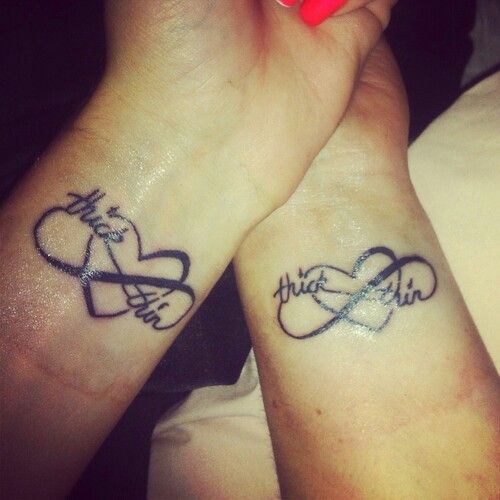 Heart With Infinity And Words Matching Tattoos On Wrists