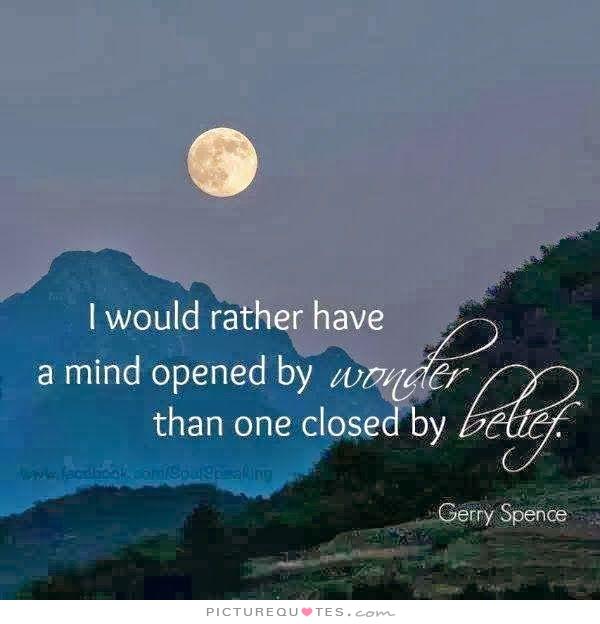 I would rather have a mind opened by wonder than one closed by belief - Gerry Spence