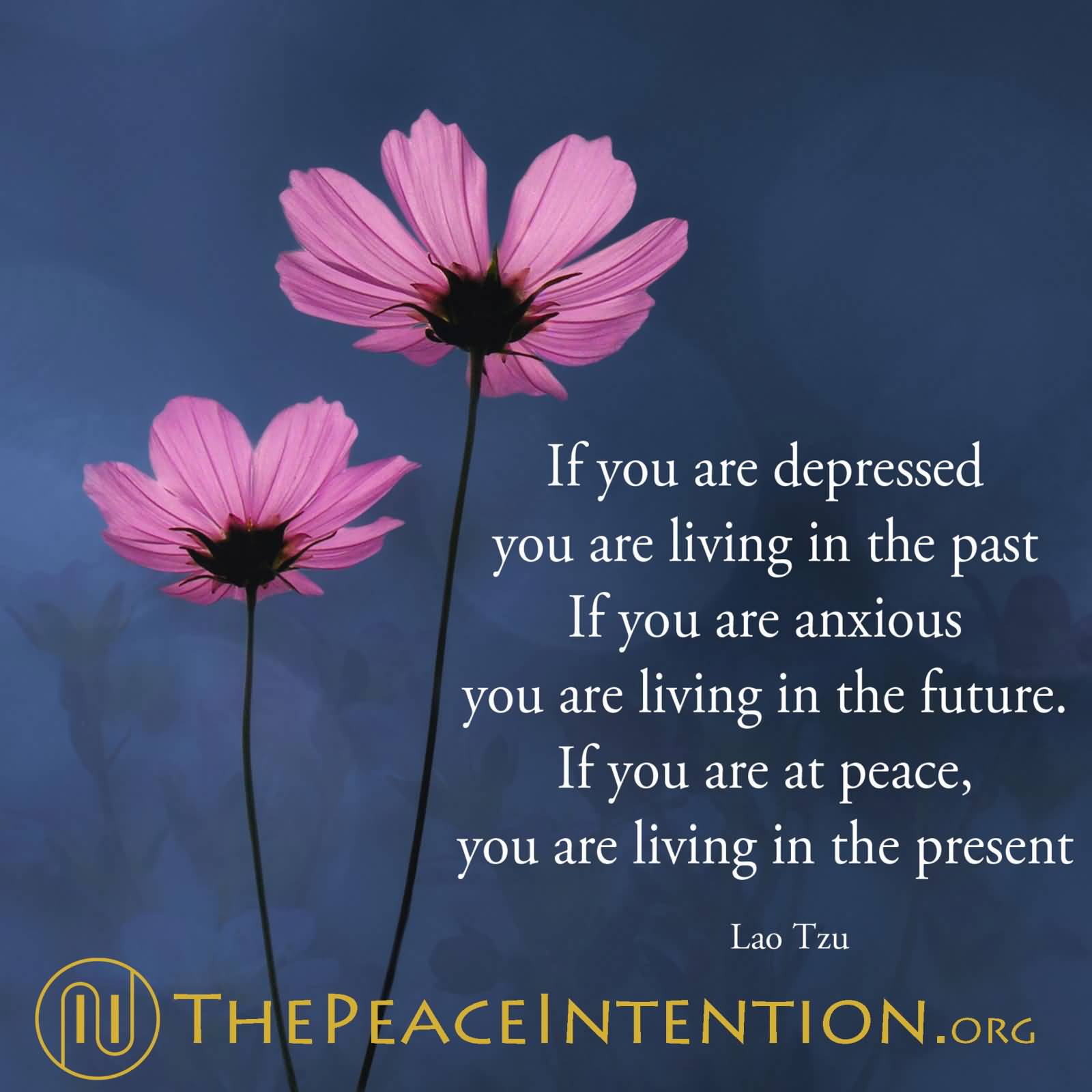 If you are depressed you are living in the past. If you are anxious you are living in the future. If you are at peace you are living in the present.  - Lao Tzu