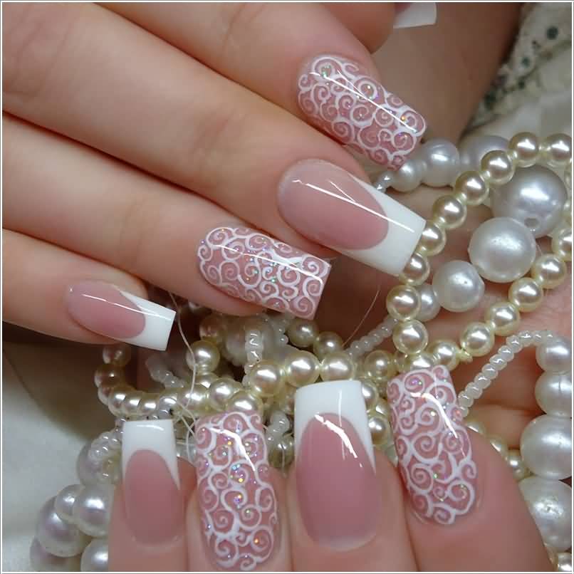 Incredible Lace Wedding Nail Art Design