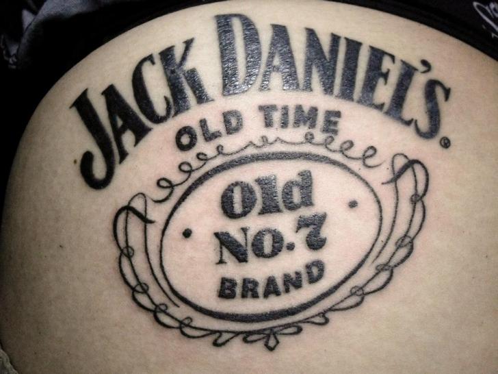 Jack Daniel Lable Lettering Tattoo