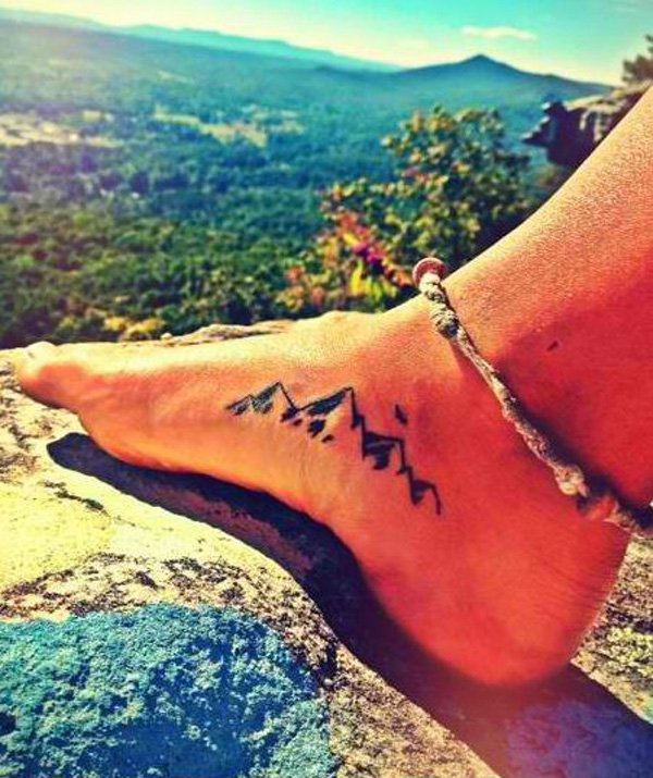 Little And Simple Mountains Foot Tattoo