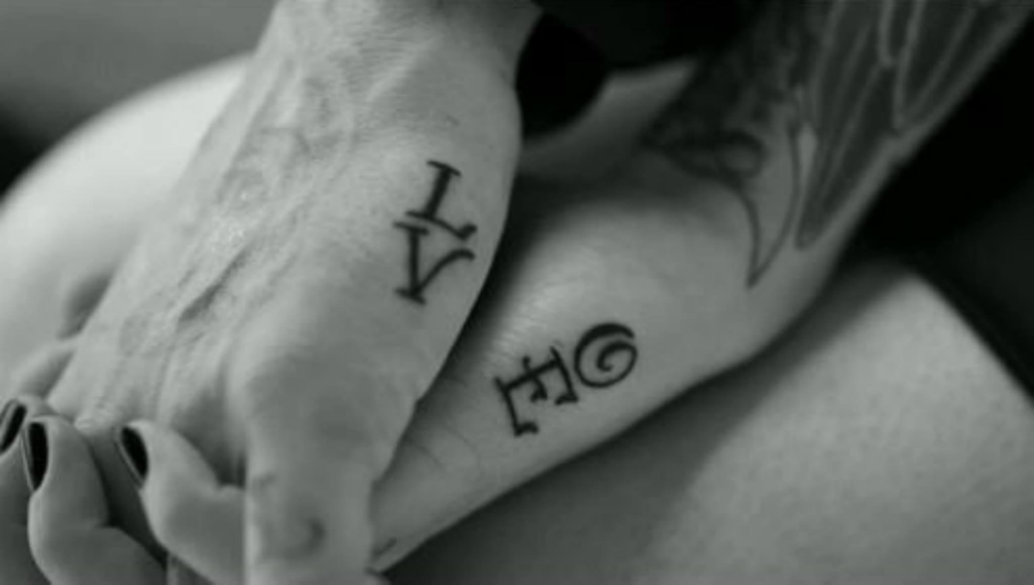 Love Word Couple Matching Tattoos On Fingers