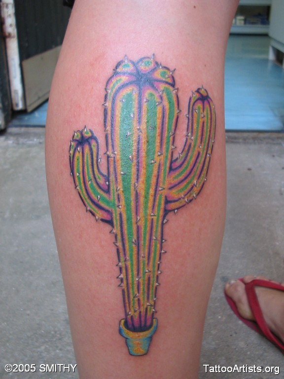 Lovely Saguaro Cactus Tattoo On Arm Sleeve