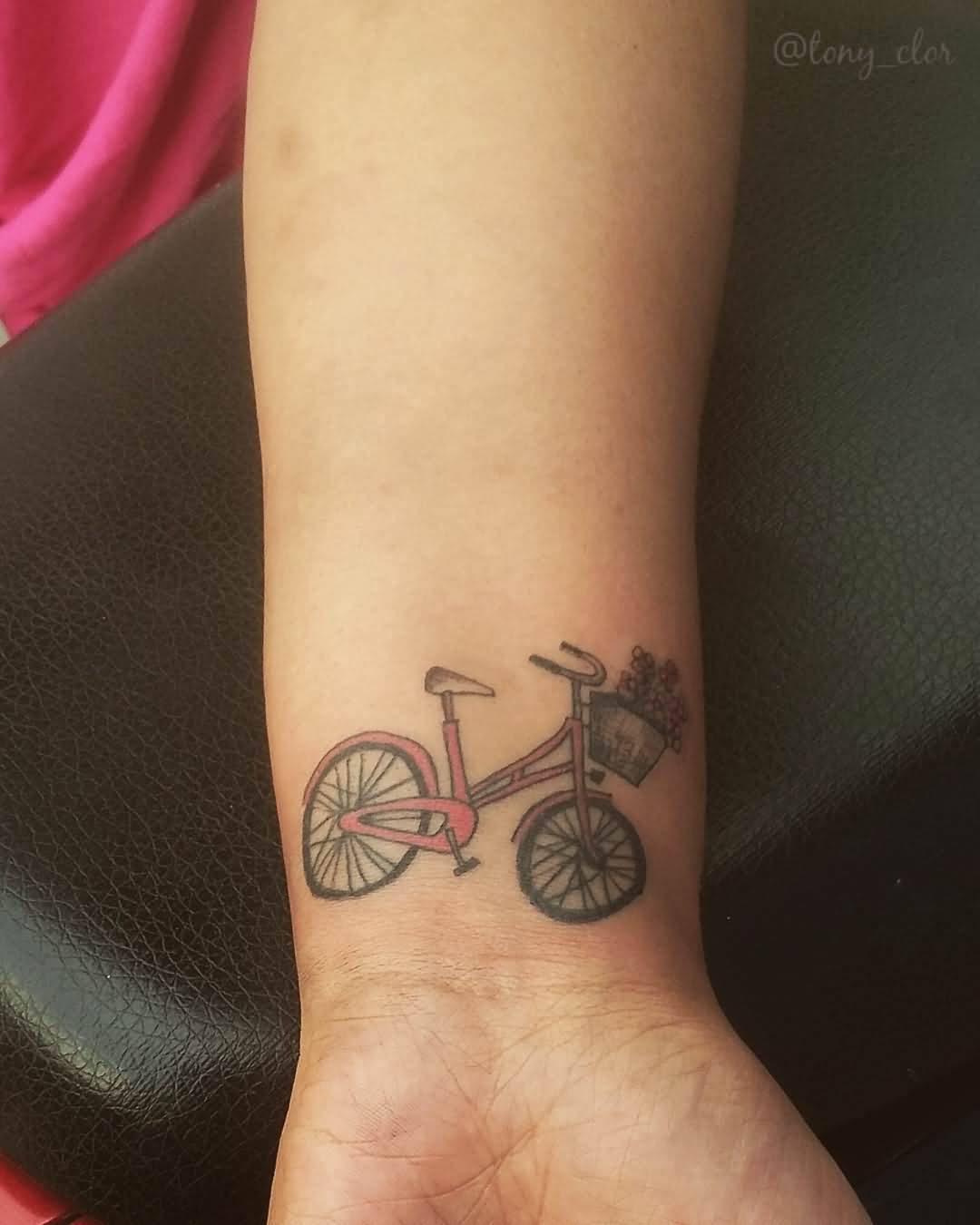 Lovely Small Cycle Tattoo On Wrist