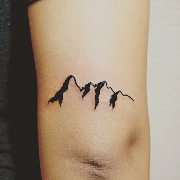 Lovely Small Mountains Tattoo On Triceps