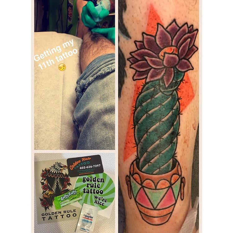 Lovely Traditional Cactus Tattoo