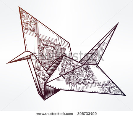 Mandala Print On Paper Crane Tattoo Design