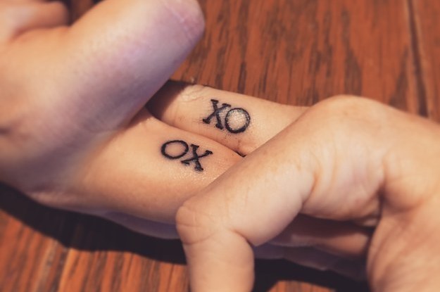 Matching Couple Tattoos On Fingers