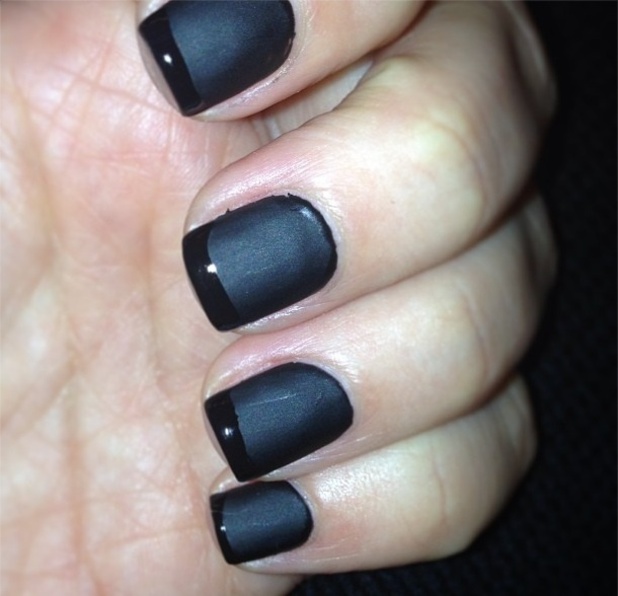 Matte Black With Glossy Tip Nail Art