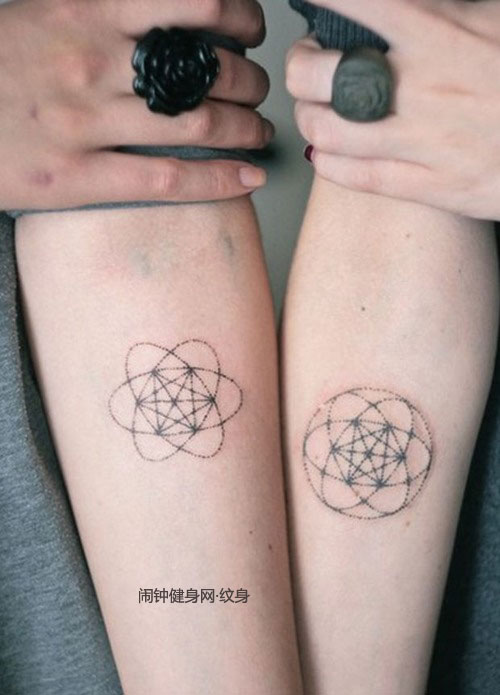 Metatron Cube Matching Tattoos On Forearms