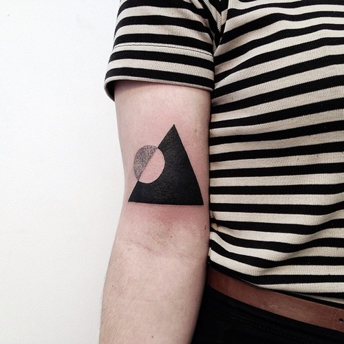 Mountain With Circle Geometric Tattoo On Bicep By Victor J Webstar