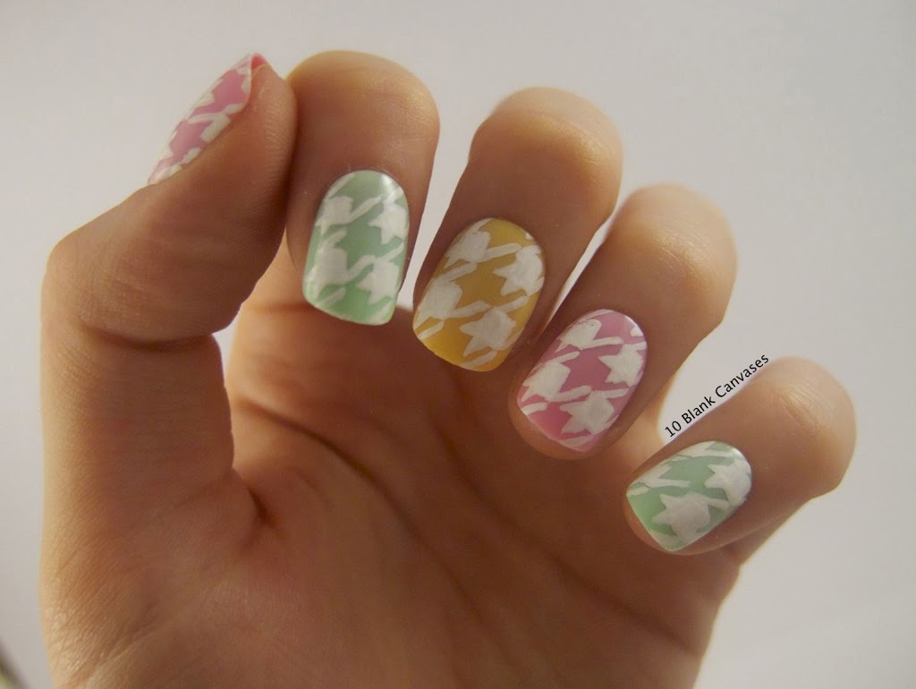 Multicolored Houndstooth Nail Design