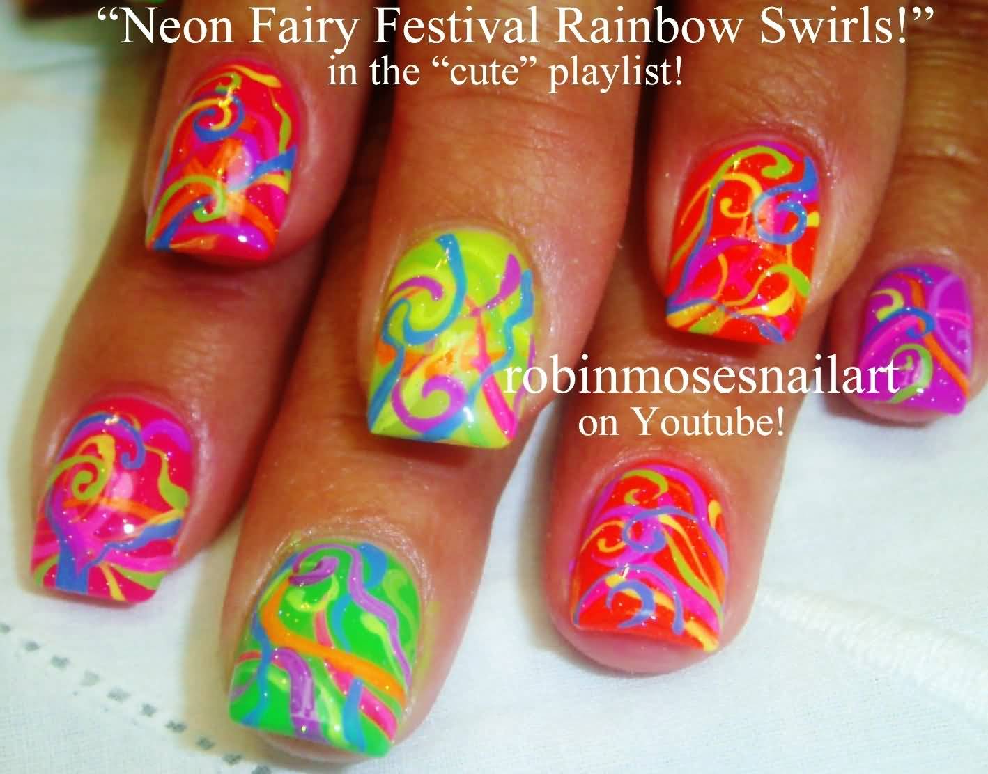 Neon Fairy Festival Rainbow Swirls Design
