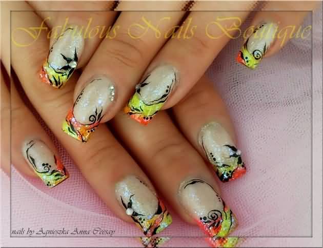 Neon French Tip Nail Design