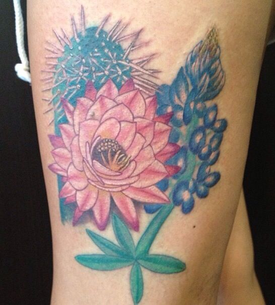Nice Cactus Flower Tattoo