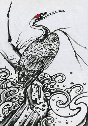 Nice Crane Bird Tattoo Design