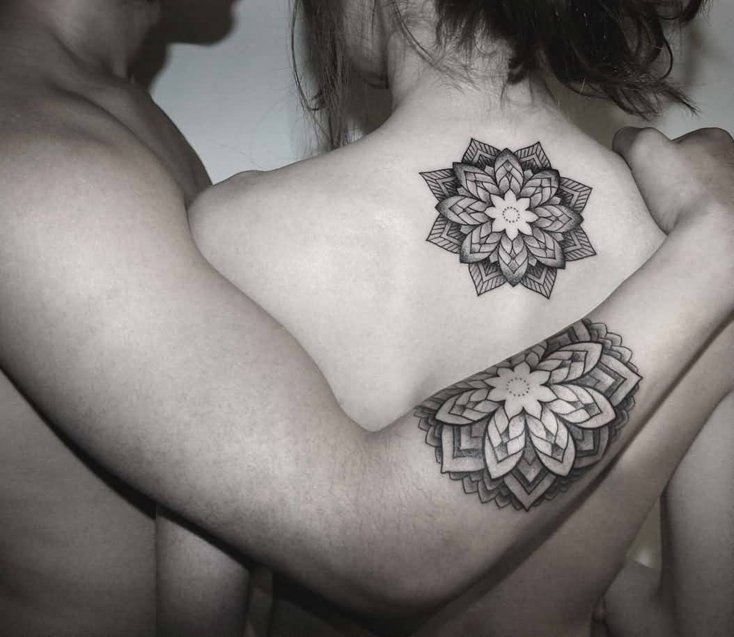 Nice Mandala Design Matching Tattoos On Forearm And Nape