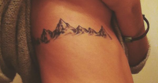 Nice Mountains Tattoo On Side Rib