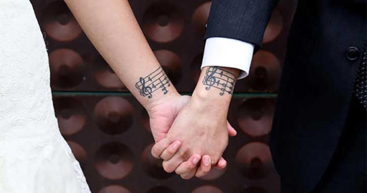 Nice Music Notes Matching Tattoos On Wrists