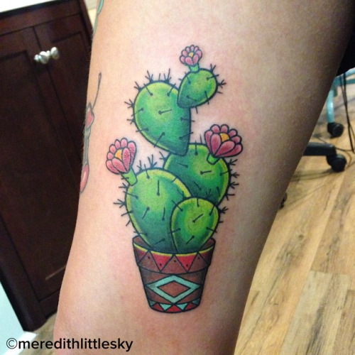 Nice Prickly Pear Cactus Traditional Tattoo