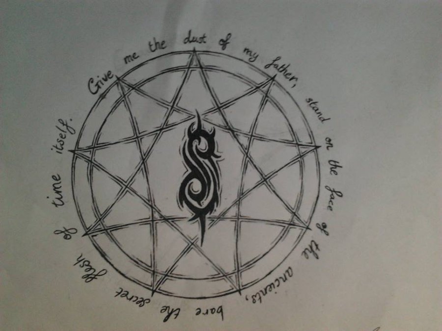 Nice Slipknot Star With Logo And Lyrics Tattoo Design By DarksoundPl