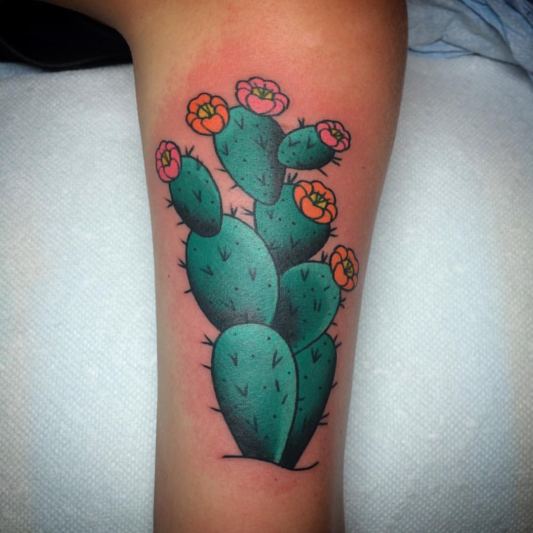 Nice Traditional Cactus Tattoo