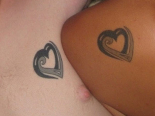 Nicely Designed Heart Matching Love Tattoo