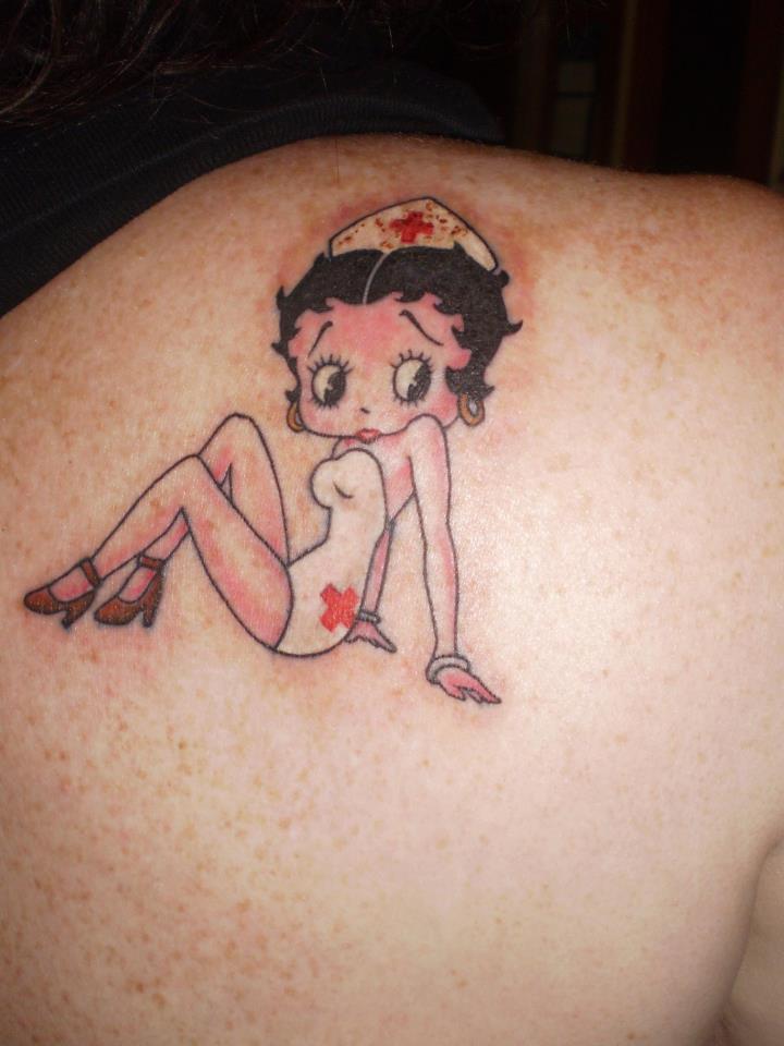 Nurse Betty Boop Tattoo On Side Rib