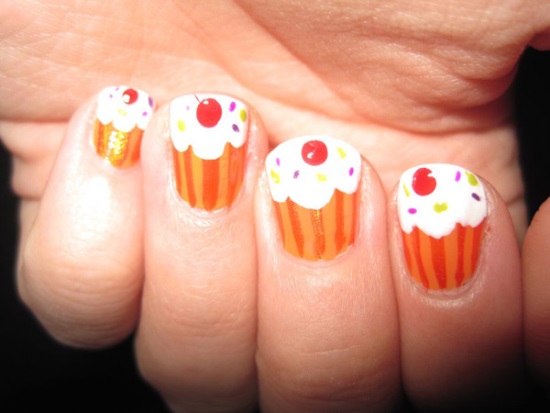 Orange Cupcake Nail Art