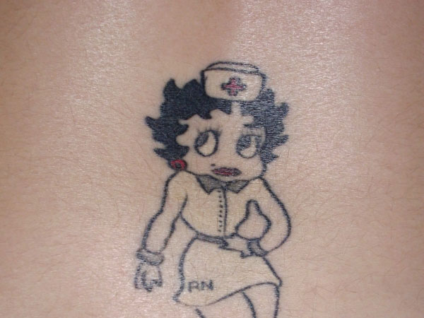 Outline Nurse Betty Boop Tattoo