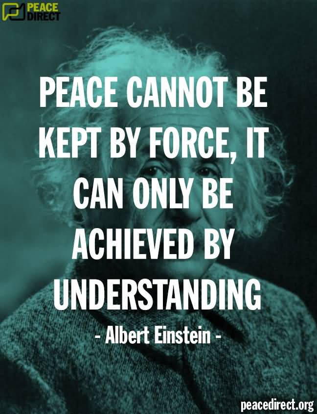 Peace cannot be kept by force, it can only be achieved by understanding - Albert Einstein