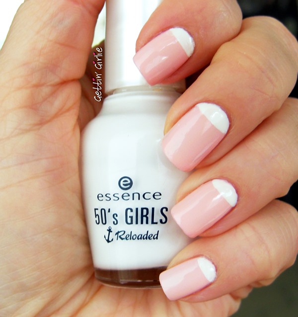 Pink And White Reverse French Tip Nail Design