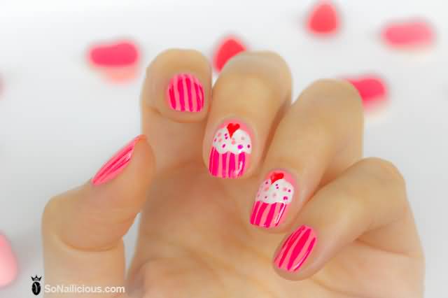 Pink Cupcake Nail Design Idea