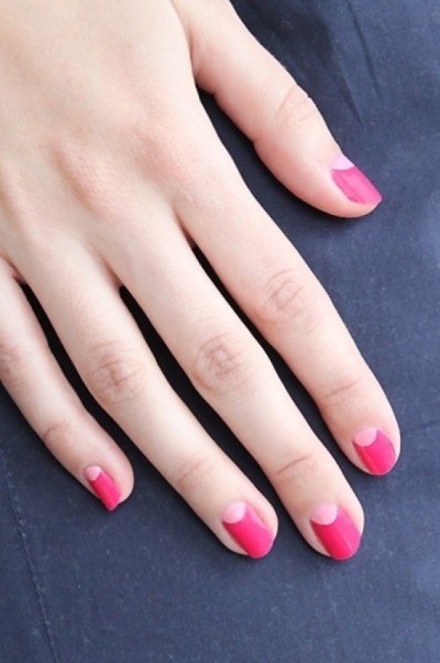 Pink Reverse French Tip Nail Art Design