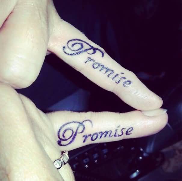Promise Word Matching Tattoos On Fingers