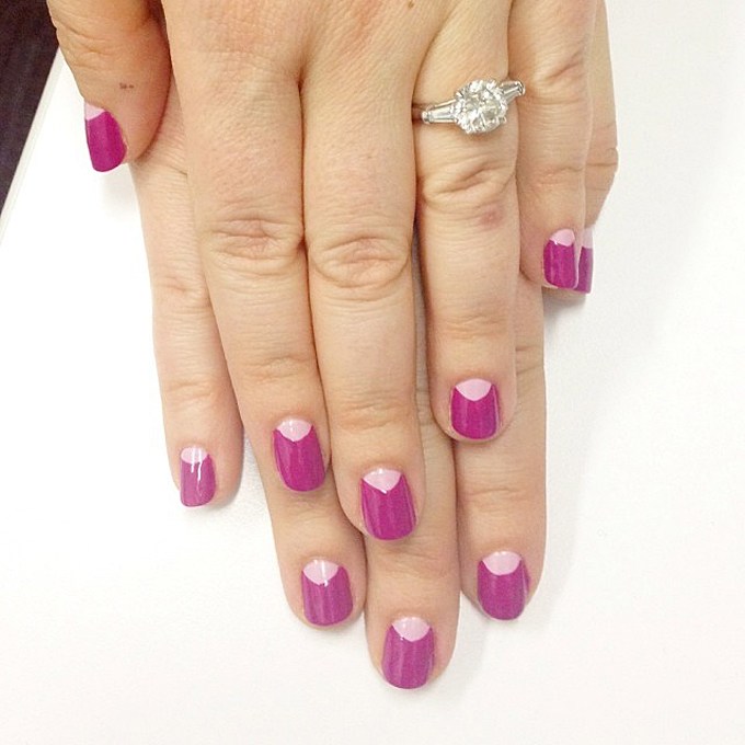 Purple Nails With Pink Reverse Tip Wedding Nail Art