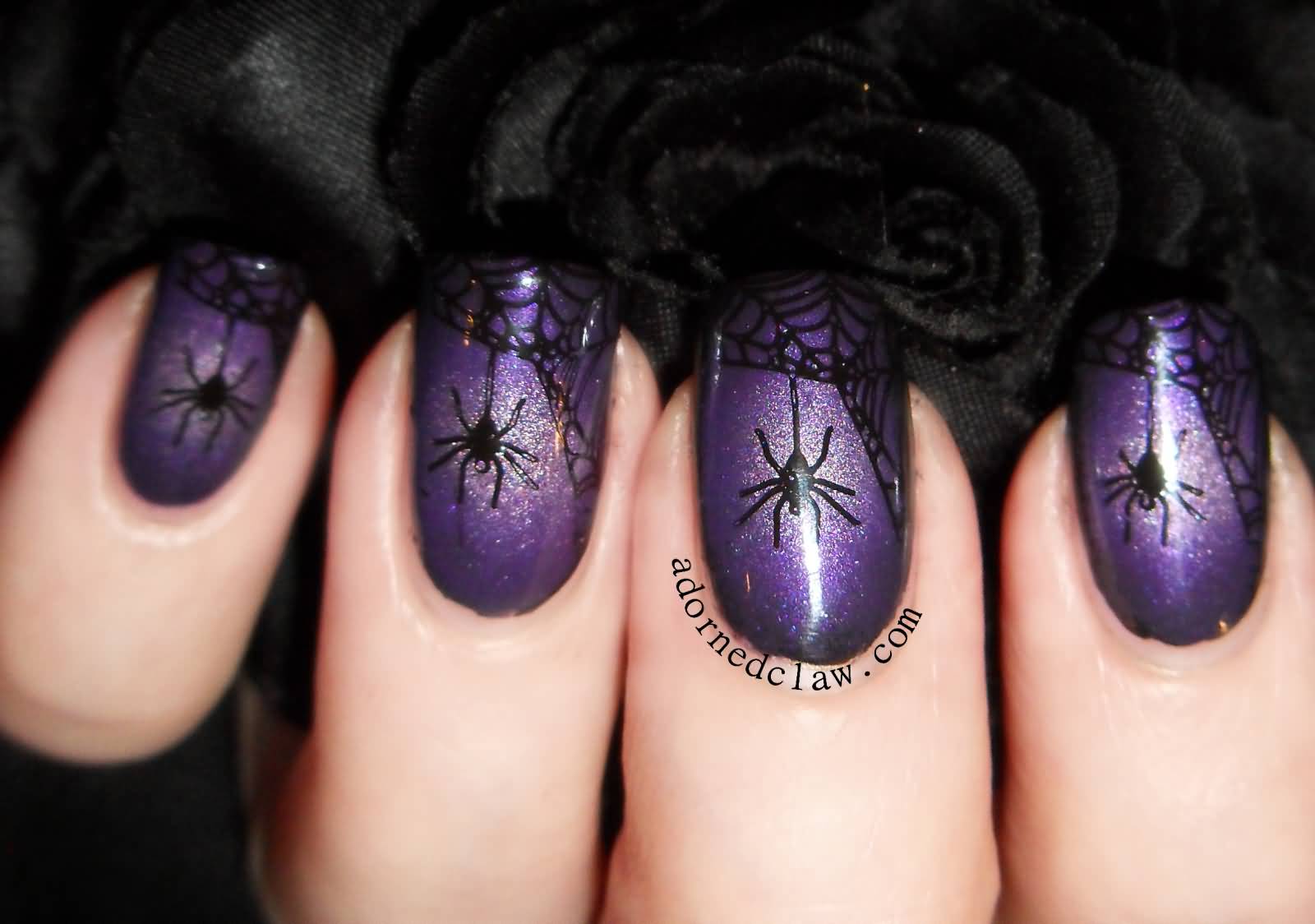 50 Most Beautiful Spider Web Halloween Nail Art Designs
