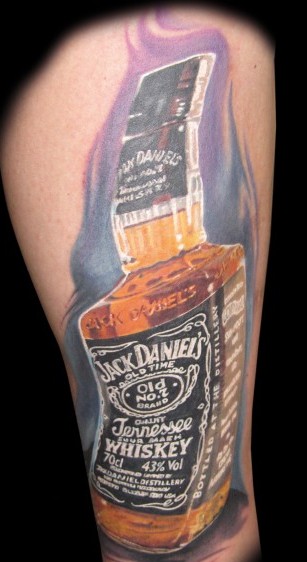 Realistic Jack Daniel  Tattoo