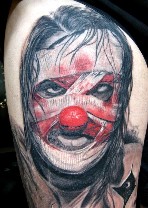 Realistic Slipknot Band Mask Portrait Tattoo