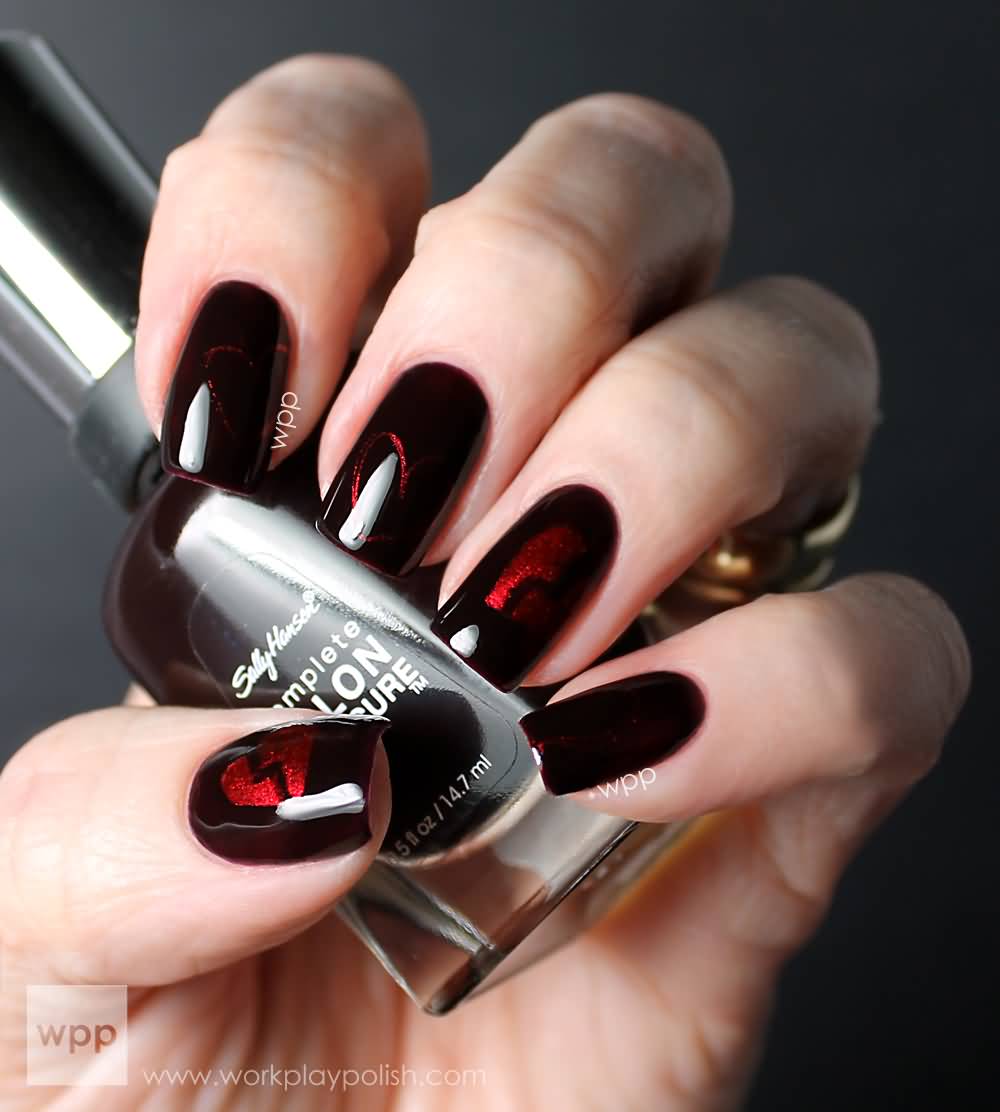 Red And Black Gel Nail Art