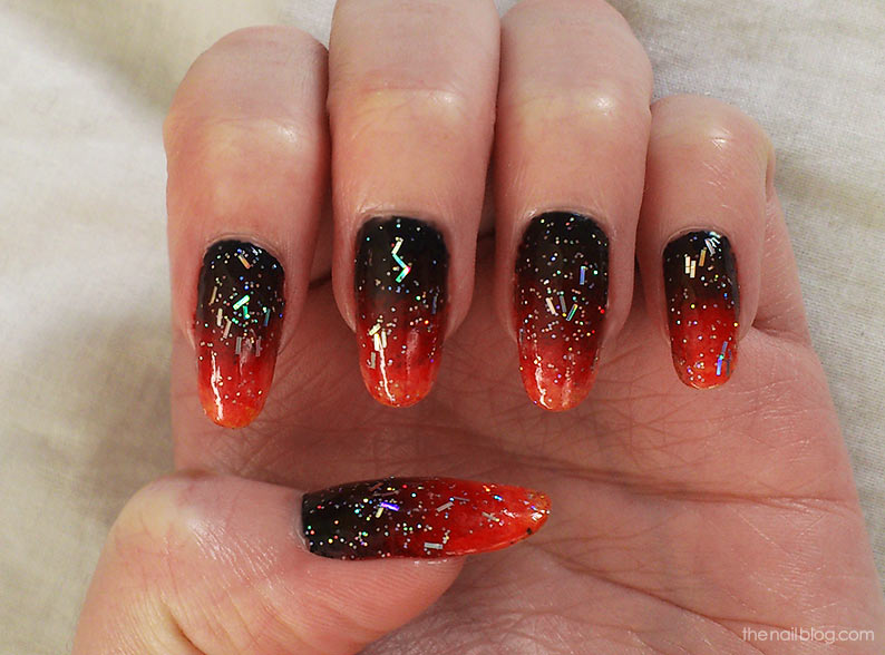 Red And Black Gel Ombre Nail Art