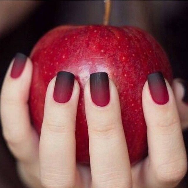 Red And Black Matte Ombre Nail Art