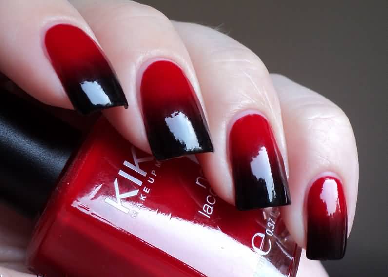 Red And Black Ombre Nail Art