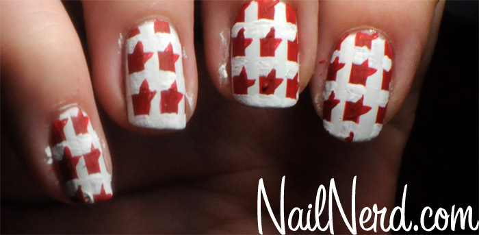 Red And White Beautiful Houndstooth Nail Art