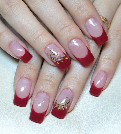 Red French Tip Wedding Nail Art