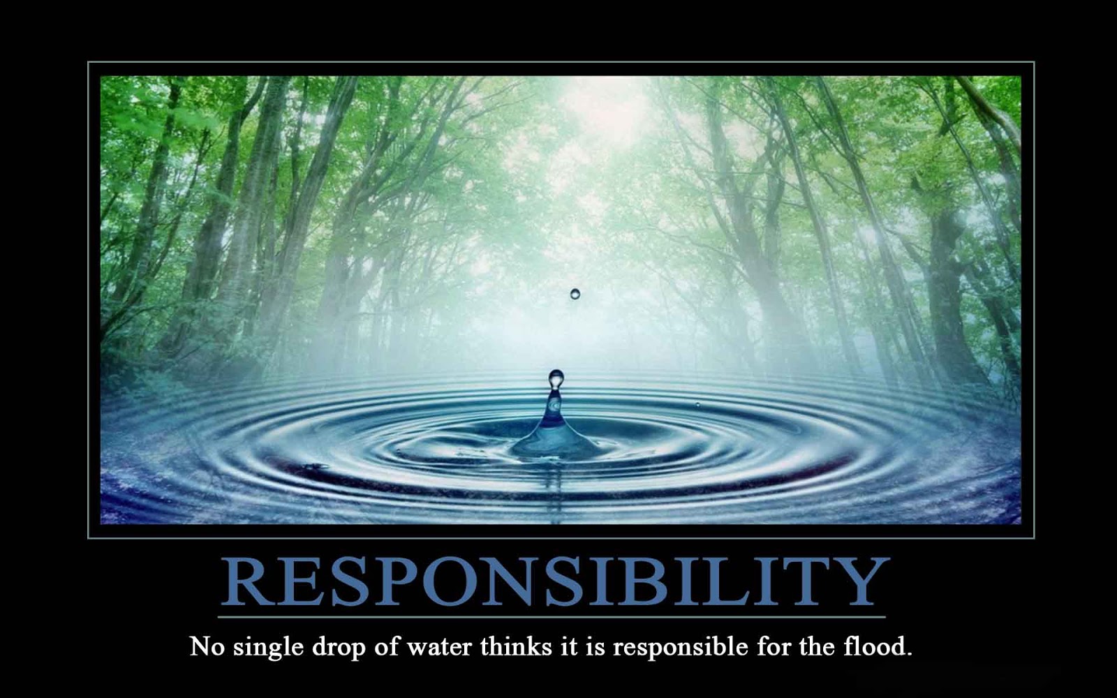 Responsibility - No Single Drop Of Water Thinks It Is Responsible For The Flood.